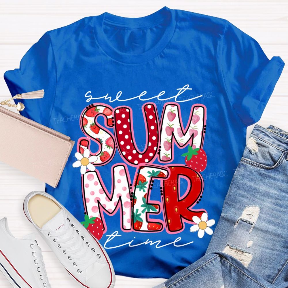 Sweet Summer Time Strawberry Teacher T-Shirt
