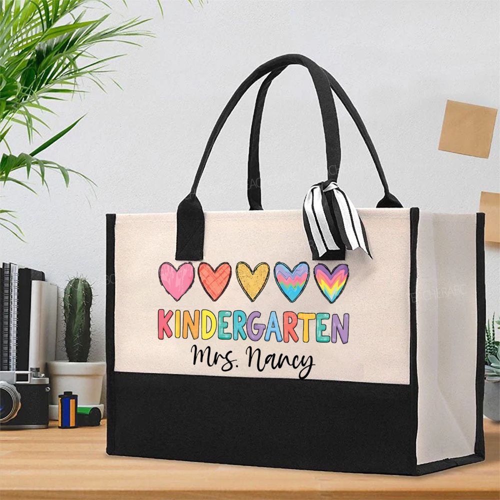 Personalized Name Kindergarten Love  Cotton Tote Bag