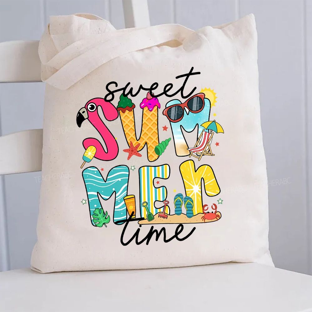 Sweet Summer Time Summer Break Canvas Tote Bag
