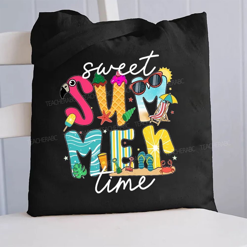 Sweet Summer Time Summer Break Canvas Tote Bag