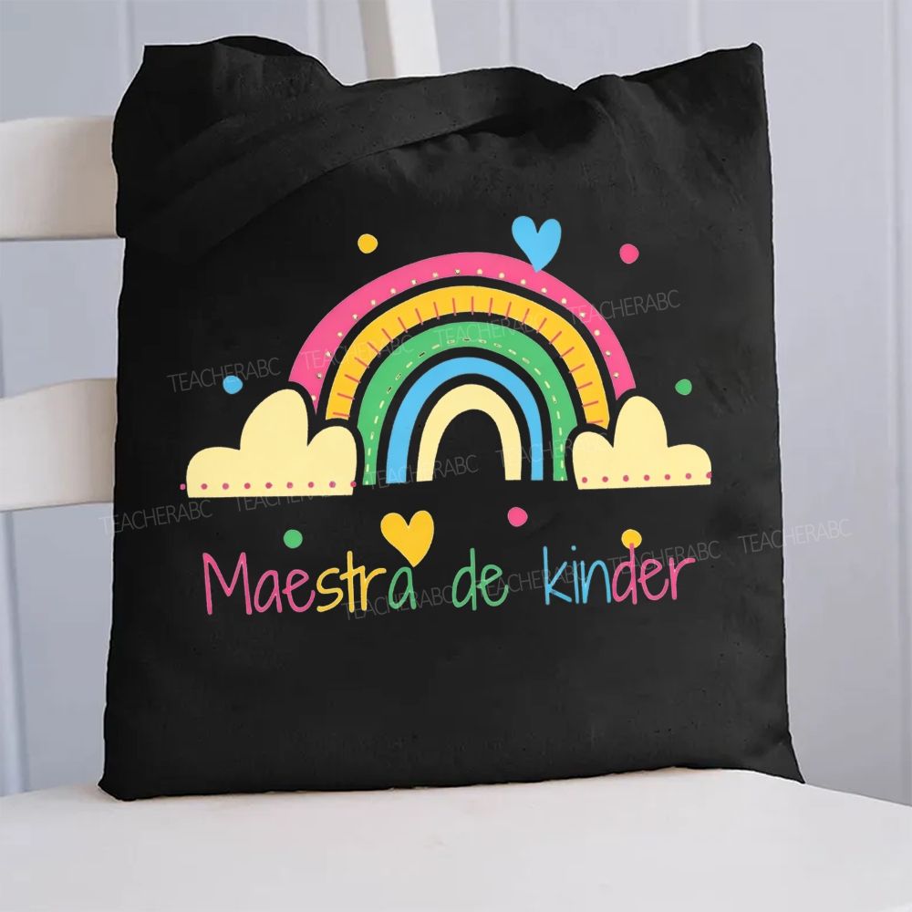 Maestra De Kinder And Estampado De ArcoíRis Canvas Tote Bag