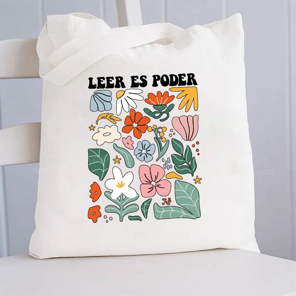 Leer Es Poder Read Bilingual Teacher Canvas Tote Bag