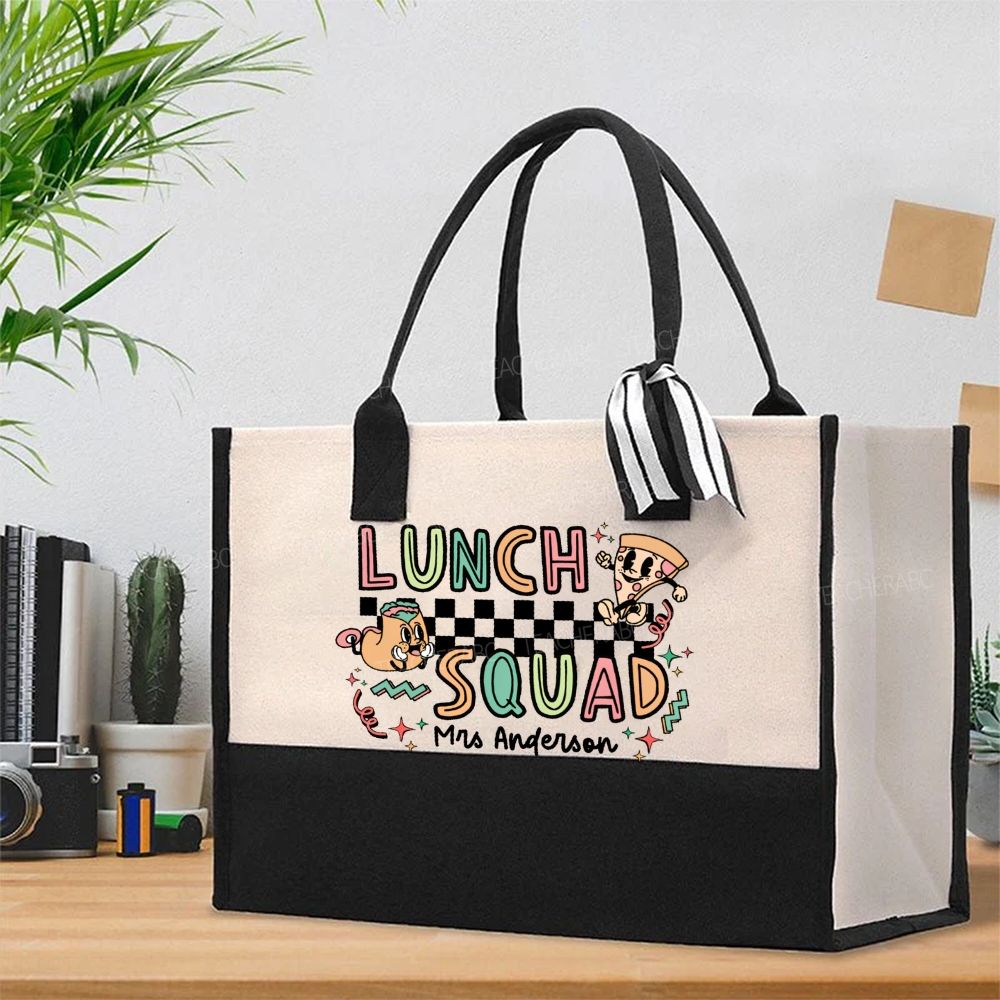 Personalized Name Lunch Squad  Cotton Tote Bag