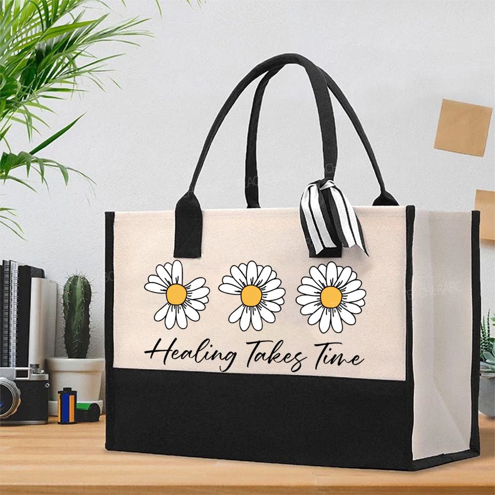 Healing Takes Time Like A Flower Missing Petals  Cotton Tote Bag