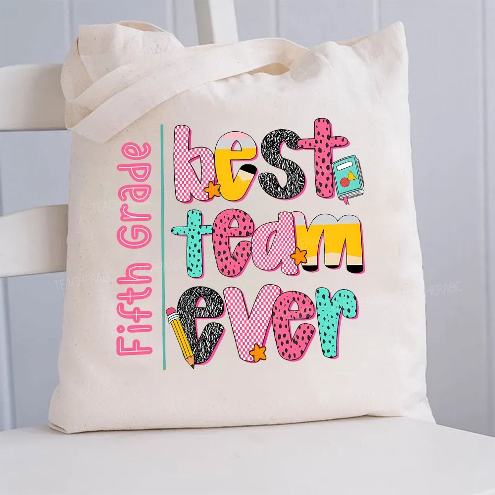 Personalized Grade Best Team Ever Canvas Tote Bag