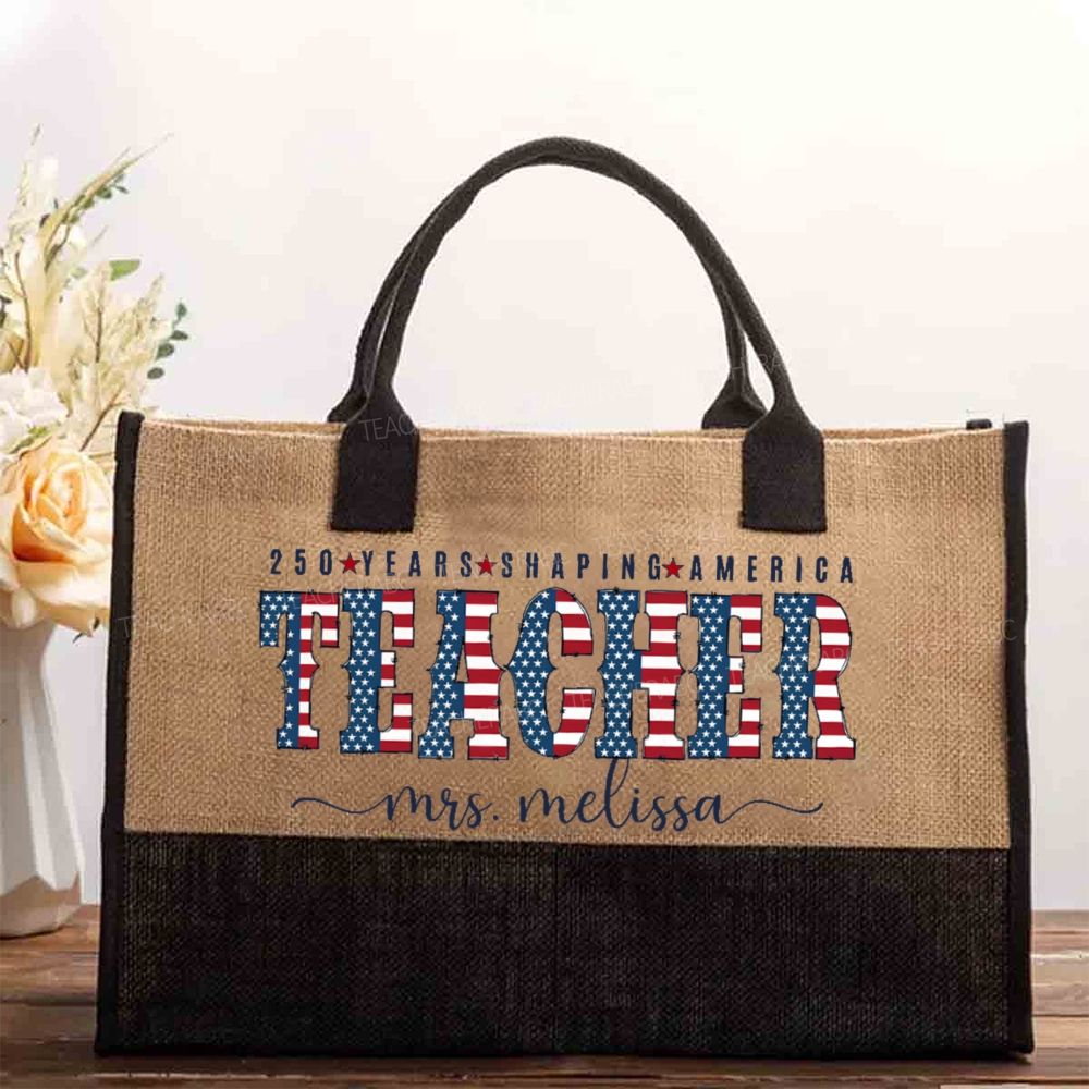 Personalized Name 250 Years Shaping America Teacher Letter  Cotton Tote Bag