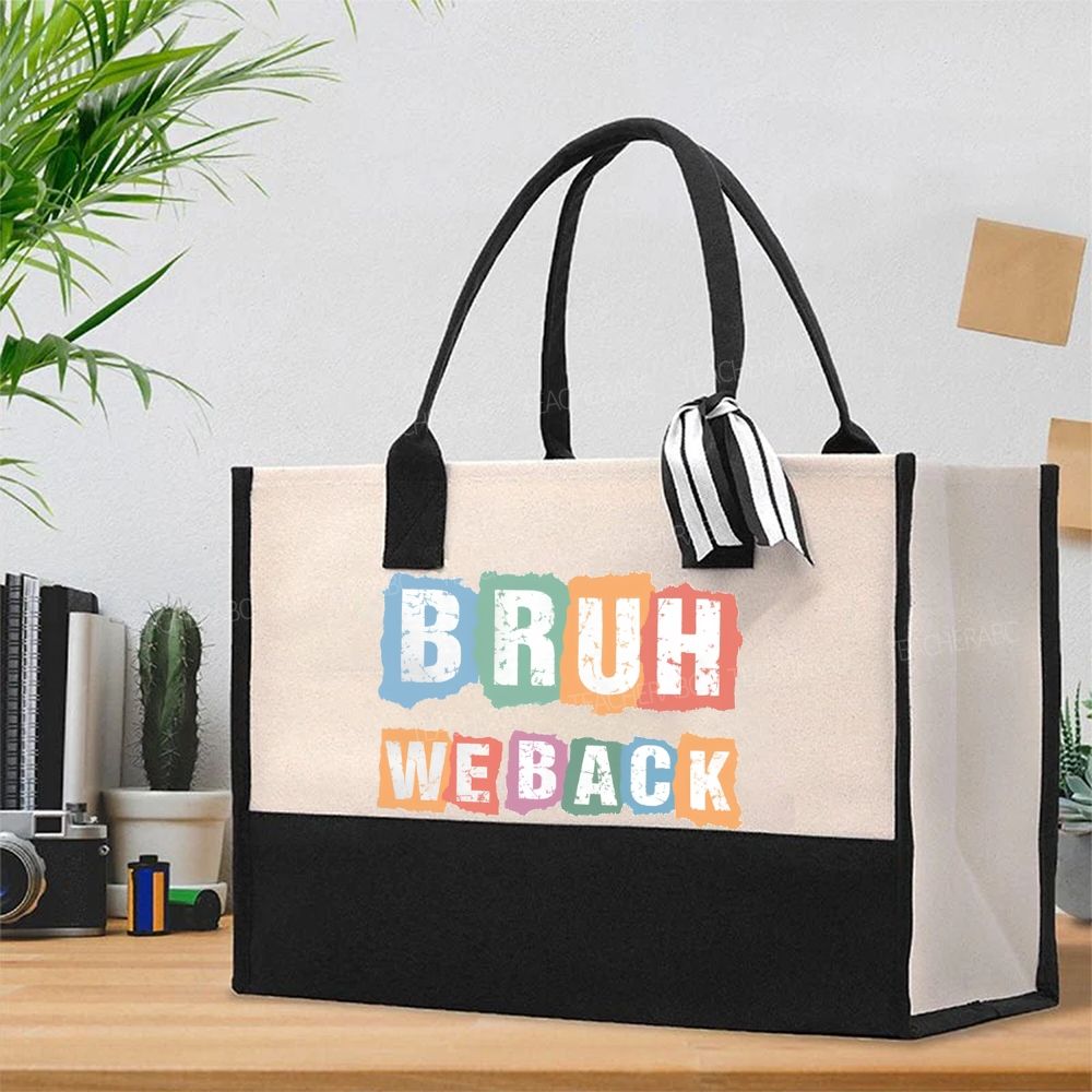 Bruh We Back Color Blocks   Cotton Tote Bag