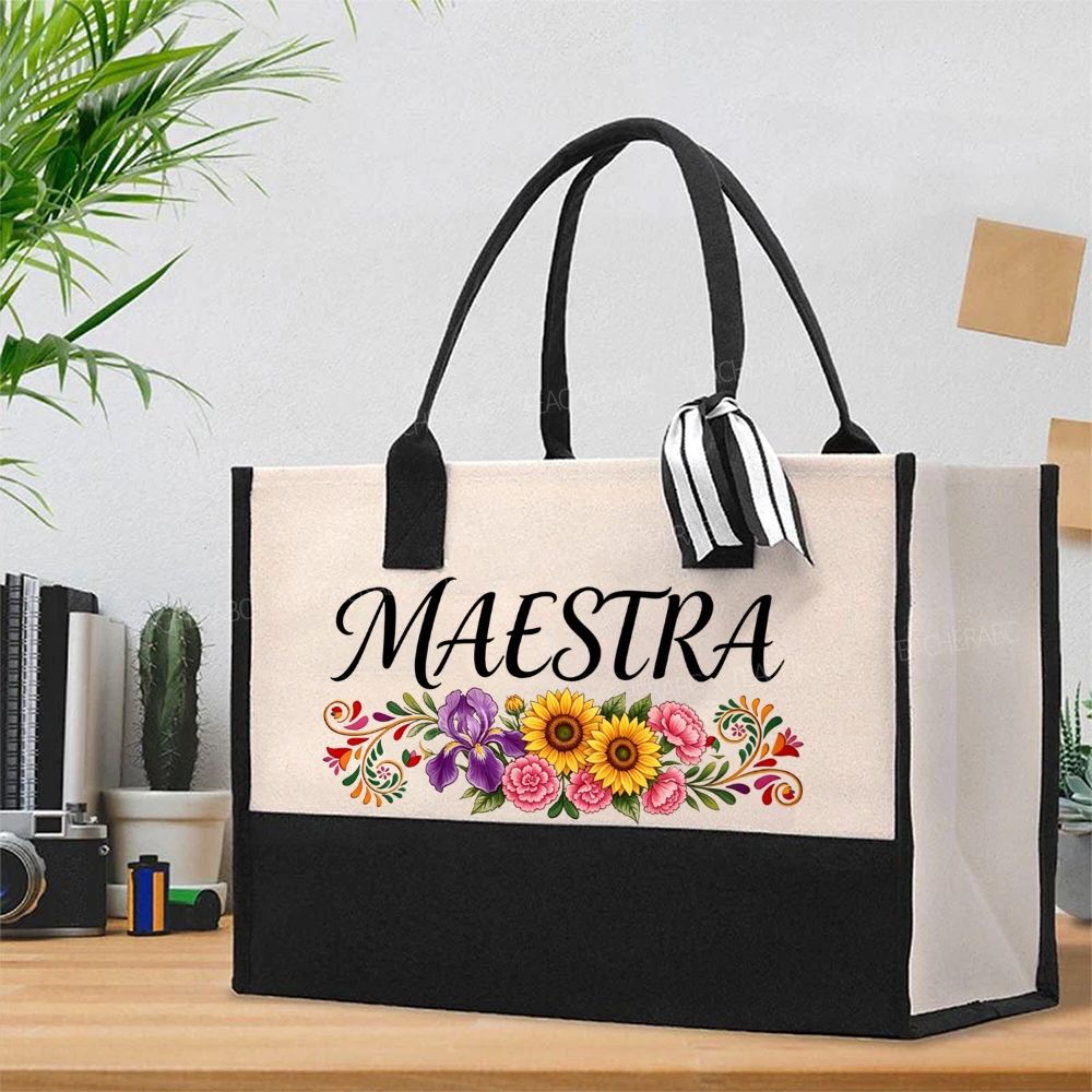 Maestra Flowers Pattern  Cotton Tote Bag