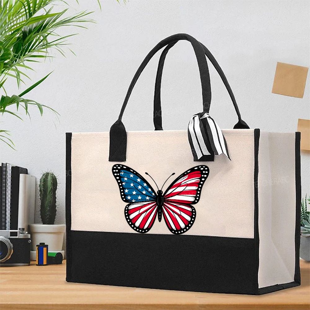 Butterfly  Independence Day  Cotton Tote Bag