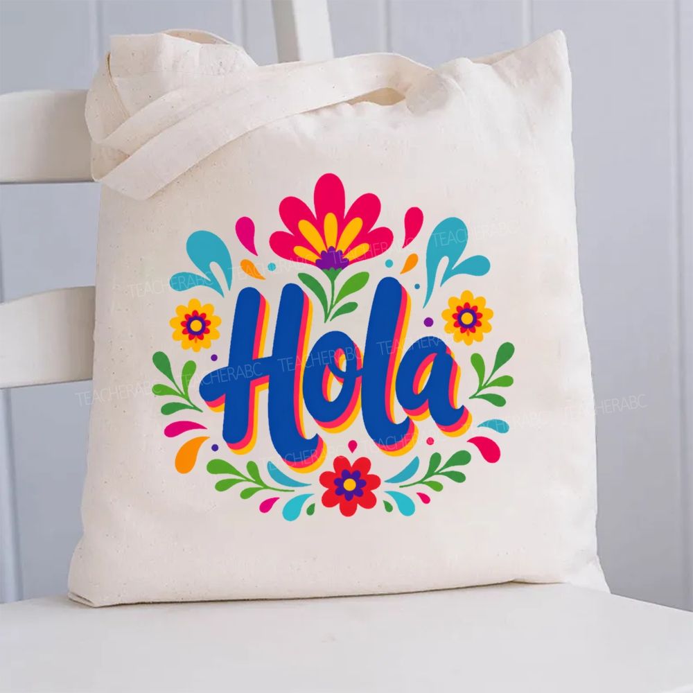 Hola Maestra Bilingual Teacher Canvas Tote Bag