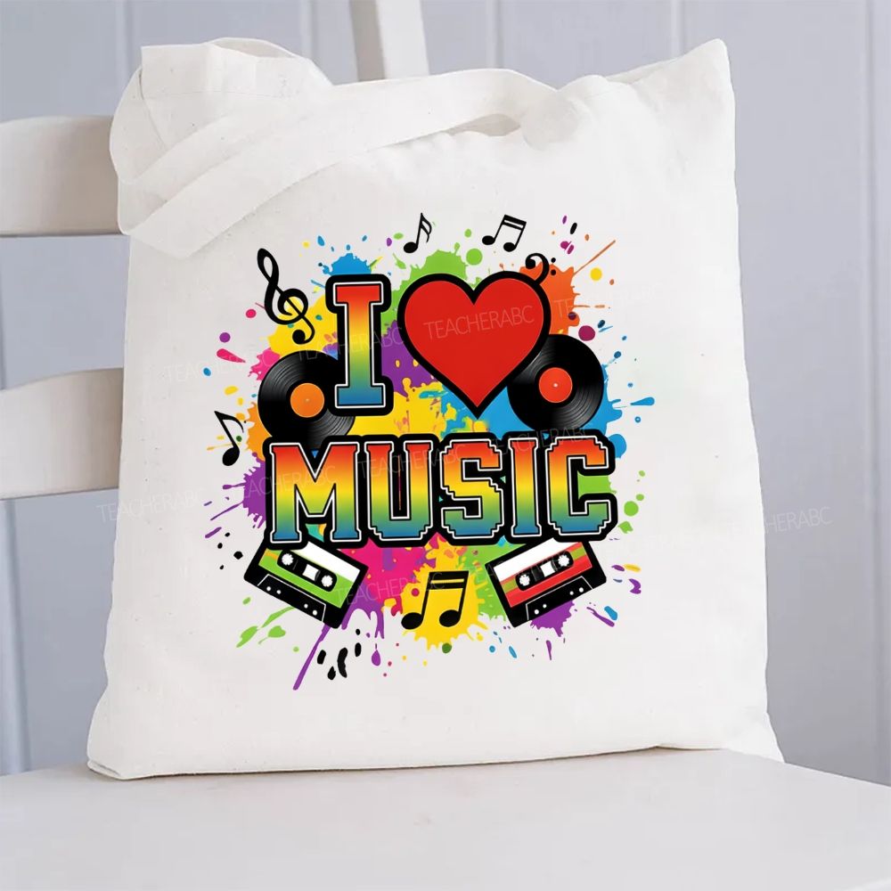 I Love Music Teacher Canvas Tote Bag