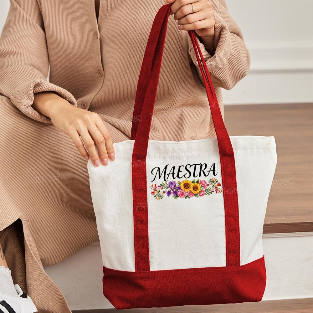 Maestre  Floral   Color-blocked Canvas Bag
