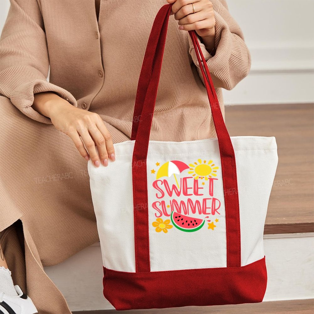 Sweet Summer   Color-blocked Canvas Bag