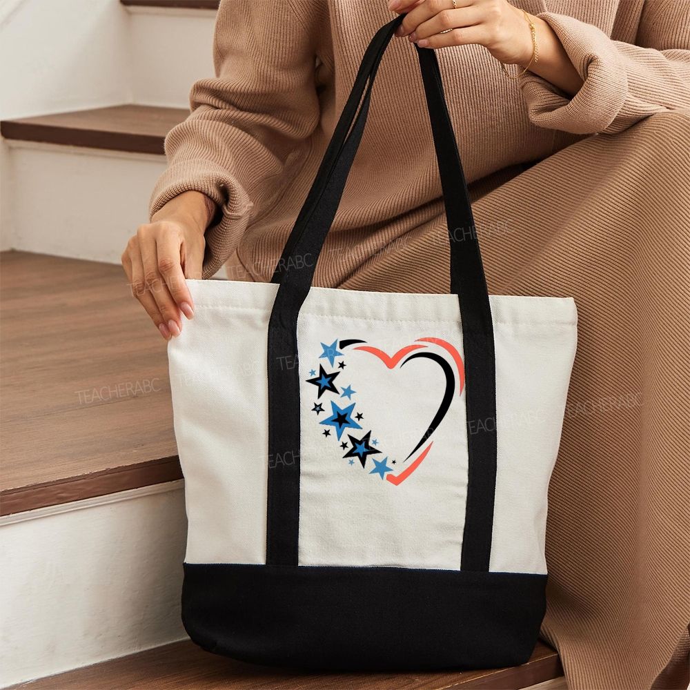 Love Star  Color-blocked Canvas Bag