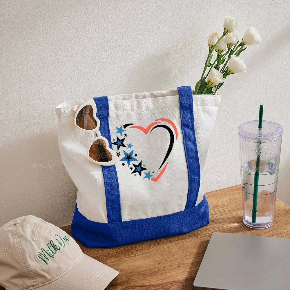 Love Star  Color-blocked Canvas Bag