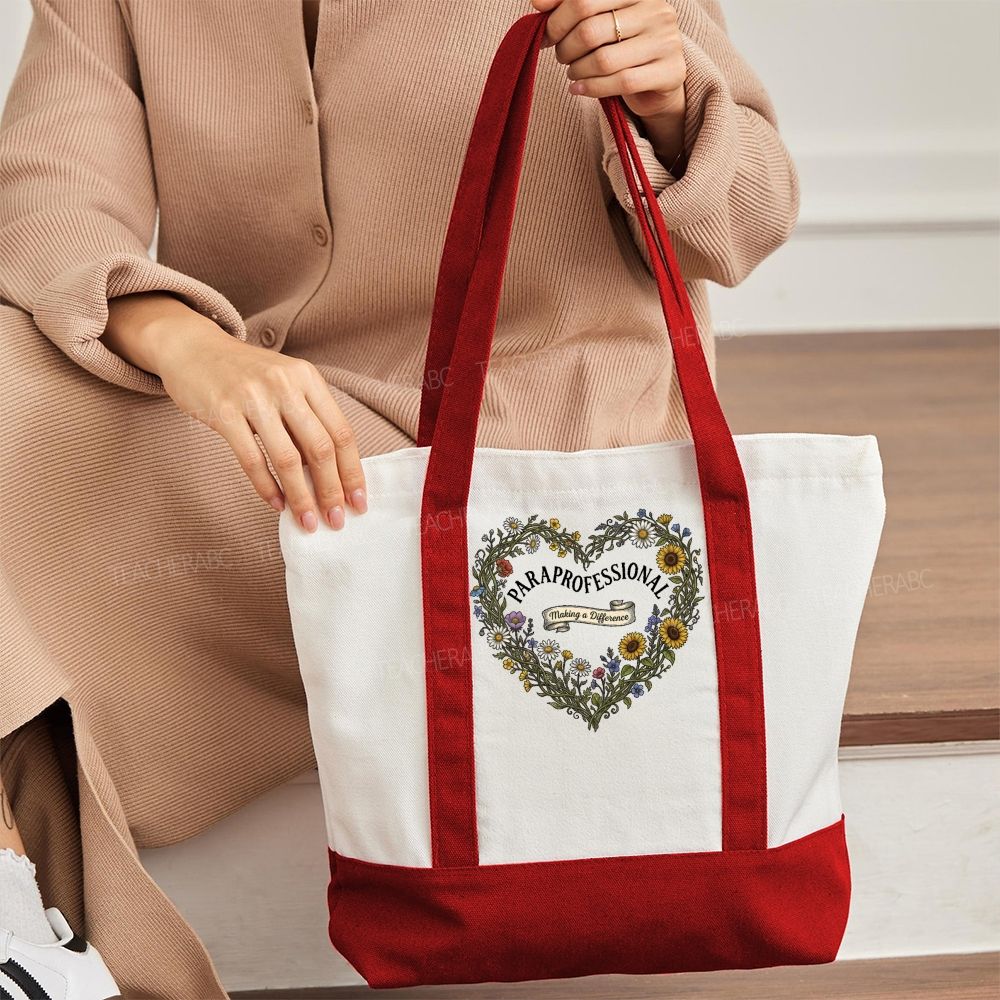 Paraprofessional Making A Difference Flower  Color-blocked Canvas Bag