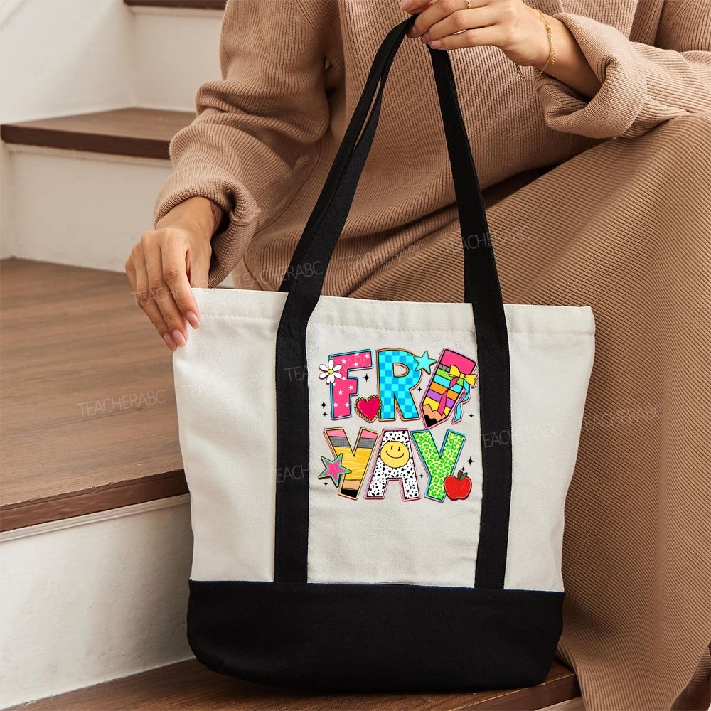 Fri Yay   Color-blocked Canvas Bag