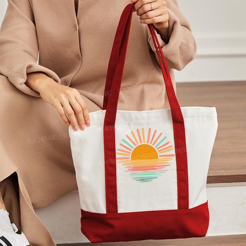 Sun Colorful Pattern  Color-blocked Canvas Bag