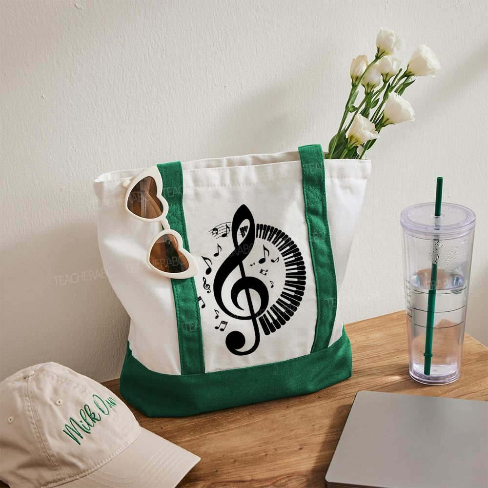Music Symbols Patterns  Color-blocked Canvas Bag