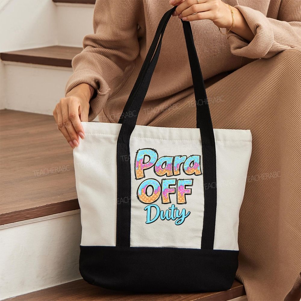 Para Off Duty Pattern Letters   Color-blocked Canvas Bag