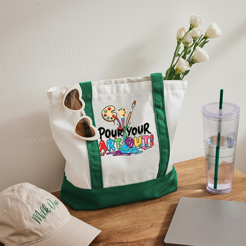 Pour Your Art Out   Color-blocked Canvas Bag
