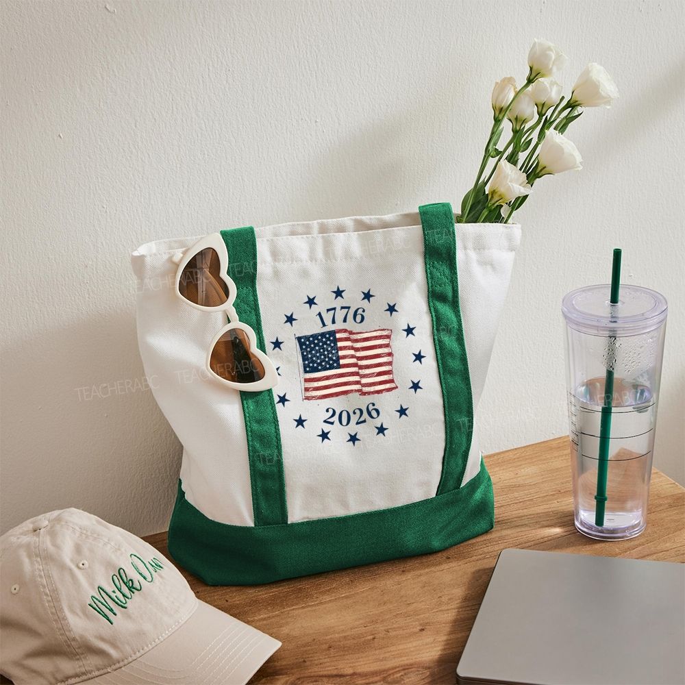 Independence Day Flag  Color-blocked Canvas Bag
