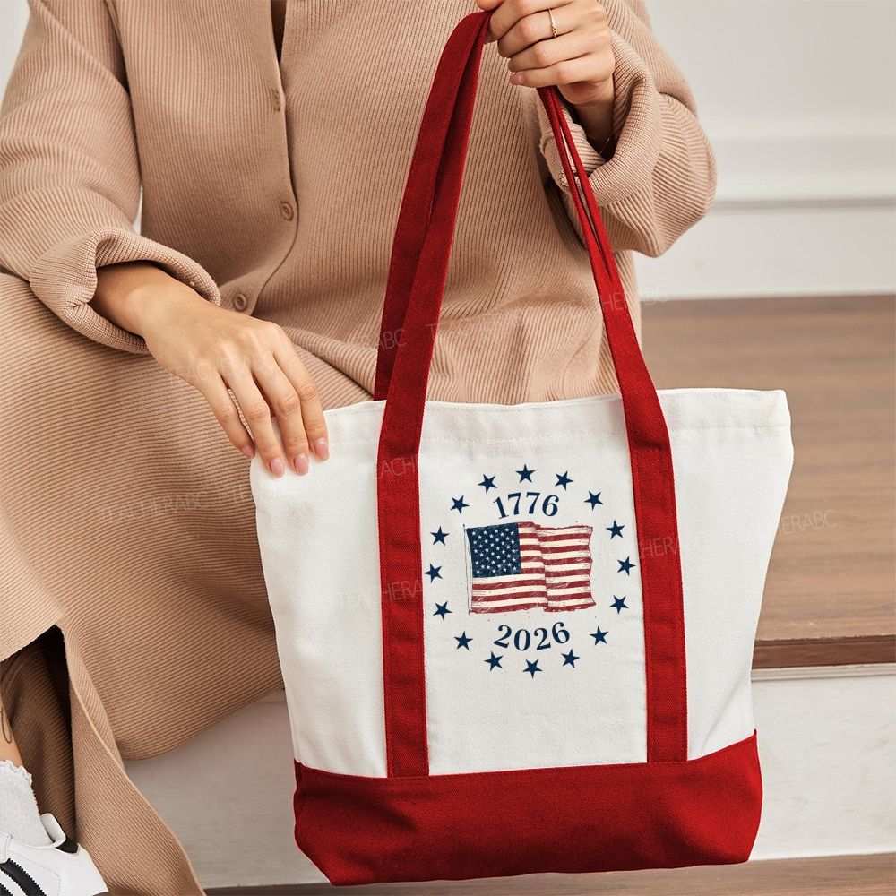 Independence Day Flag  Color-blocked Canvas Bag
