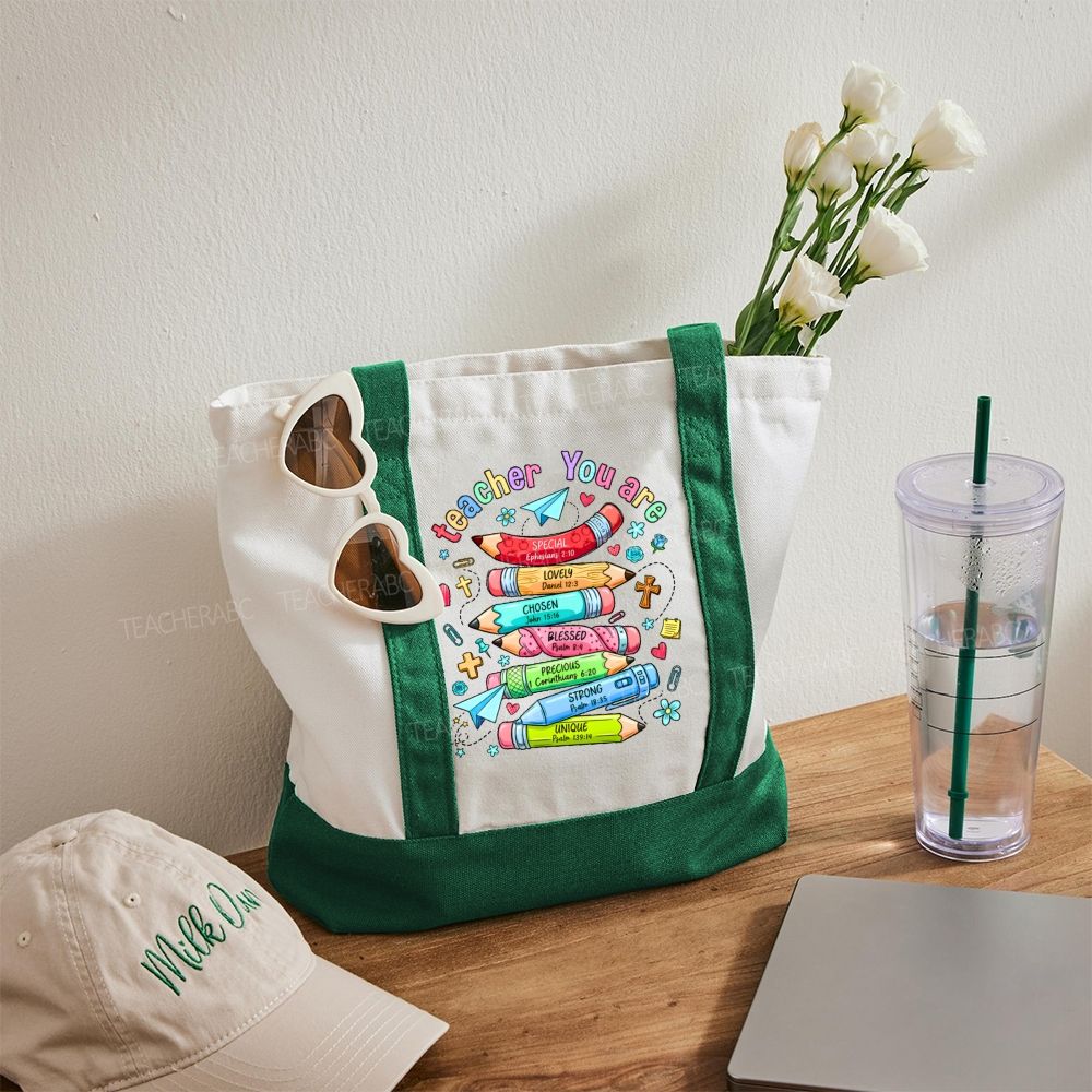 Teacher You Are   Color-blocked Canvas Bag