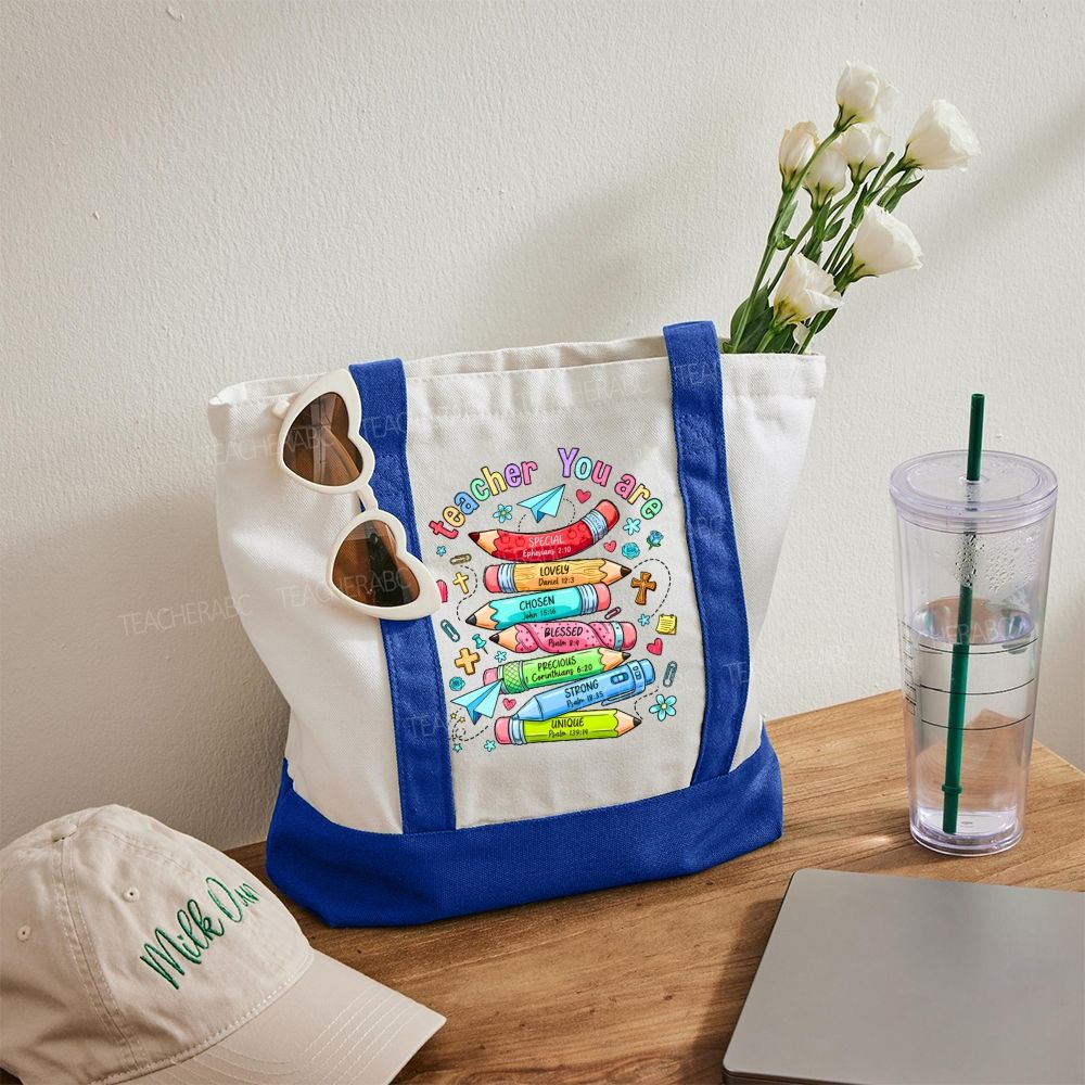 Teacher You Are   Color-blocked Canvas Bag