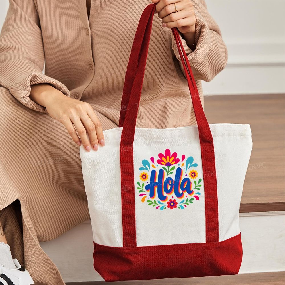Hola  Color-blocked Canvas Bag