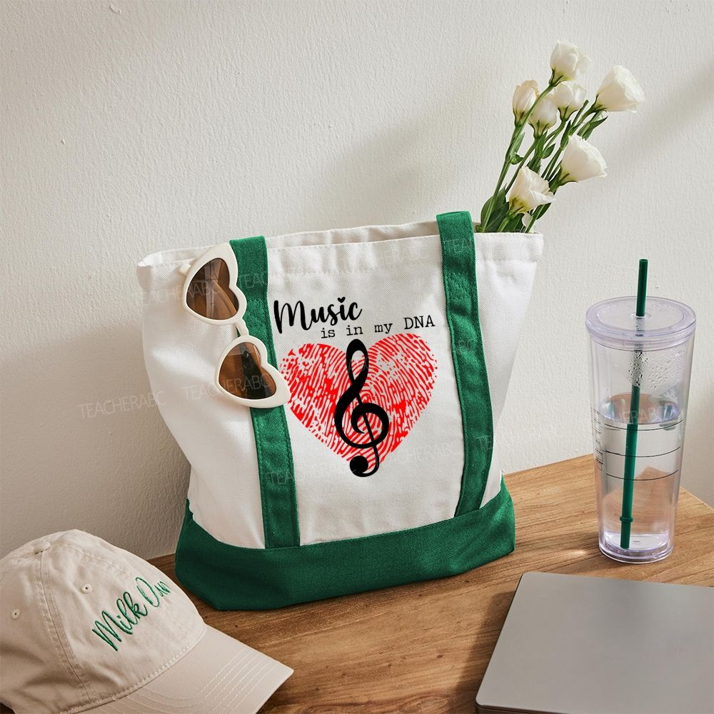 Music Is In My Dna Letters   Color-blocked Canvas Bag