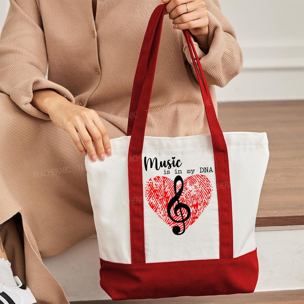 Music Is In My Dna Letters   Color-blocked Canvas Bag