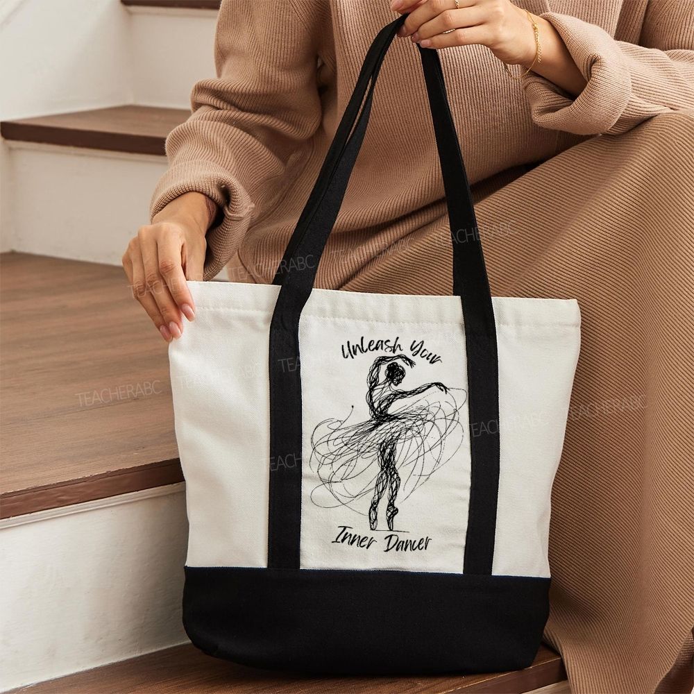 Unleash Your Inner Dancer  Color-blocked Canvas Bag