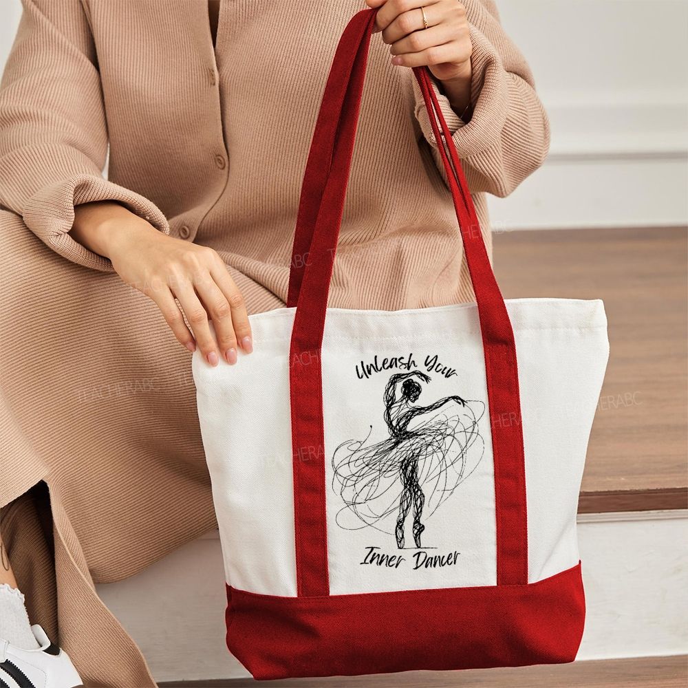 Unleash Your Inner Dancer  Color-blocked Canvas Bag