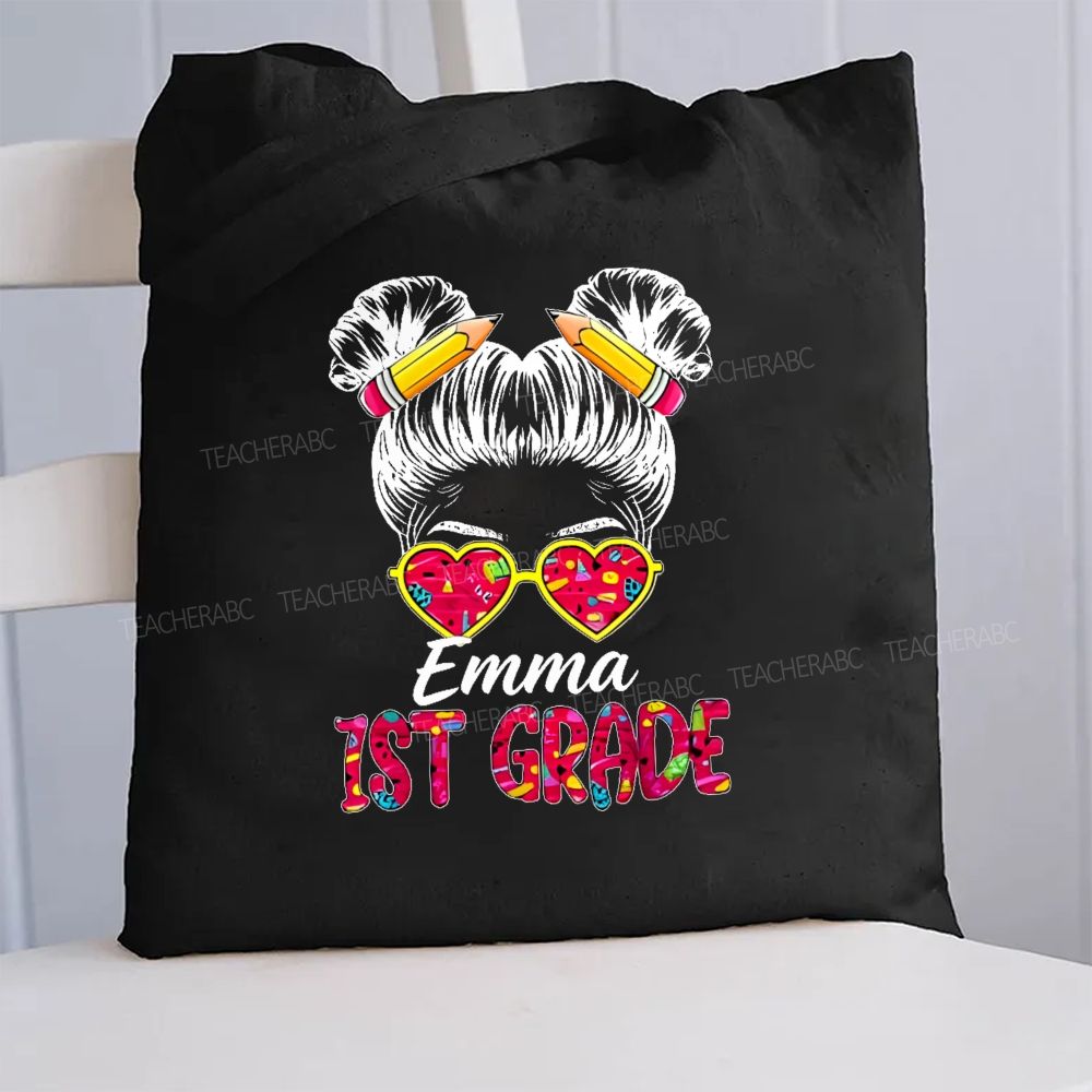 Personalized Name And Grade Teacher Canvas Tote Bag