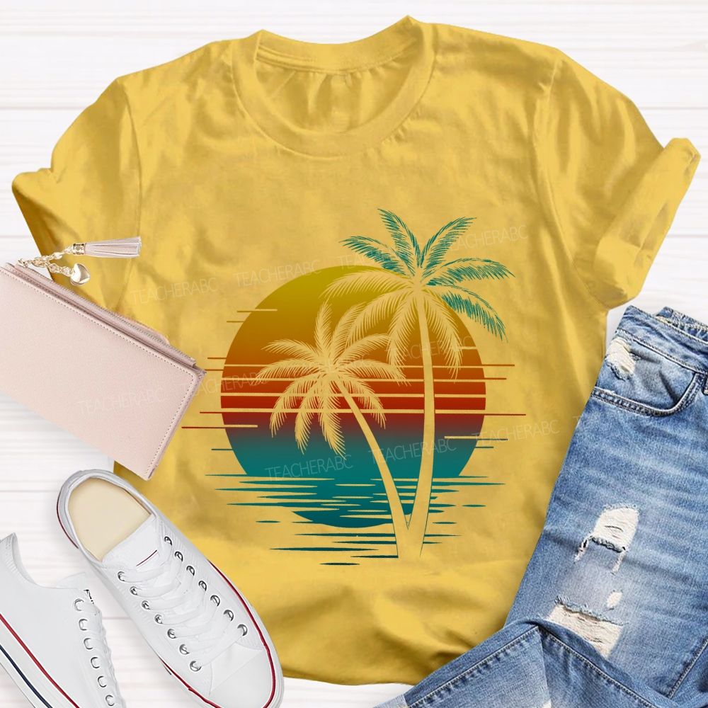 Sunset And Beach Summer Break Teacher T-shirt