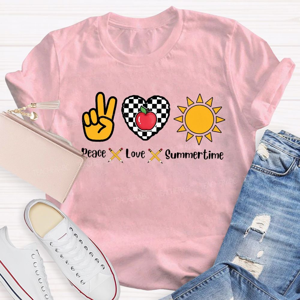 Peace Love Summertime Teacher T-shirt