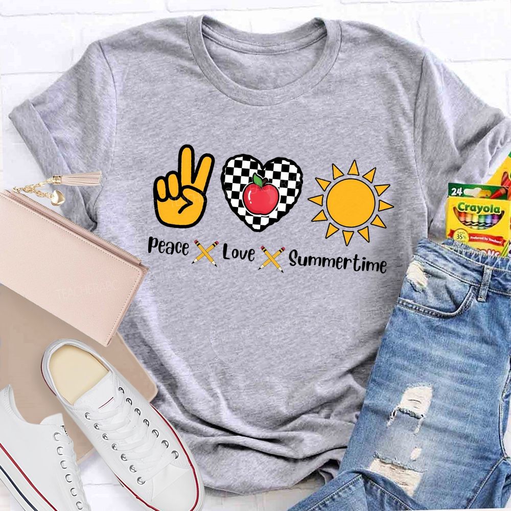 Peace Love Summertime Teacher T-shirt