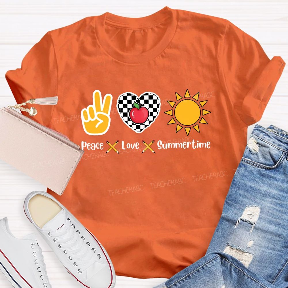 Peace Love Summertime Teacher T-shirt