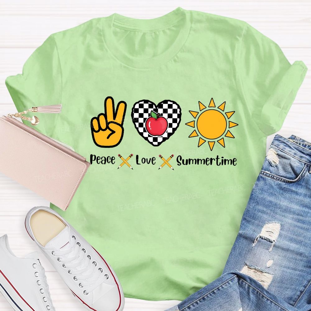 Peace Love Summertime Teacher T-shirt
