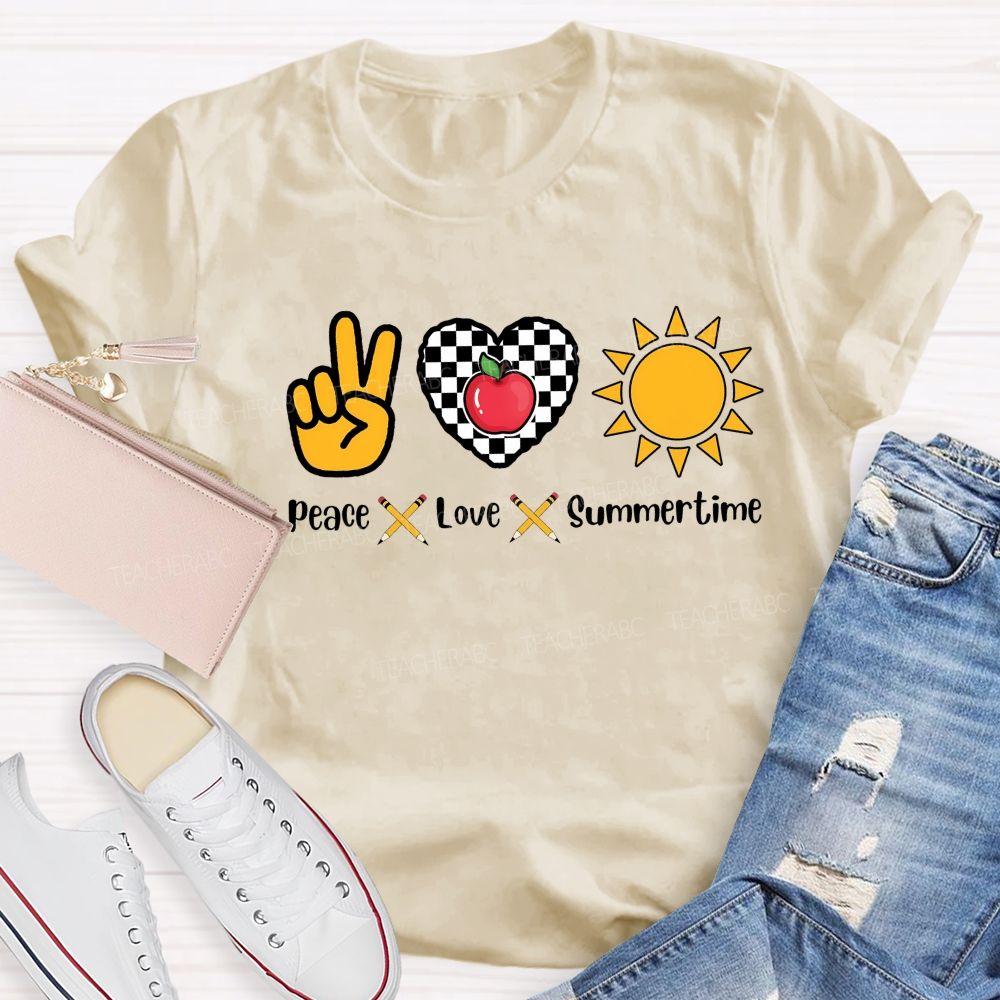 Peace Love Summertime Teacher T-shirt