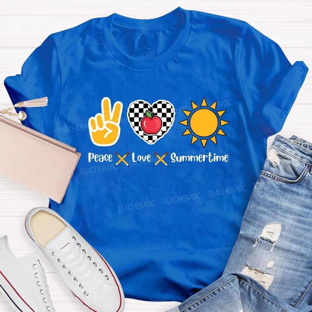 Peace Love Summertime Teacher T-shirt