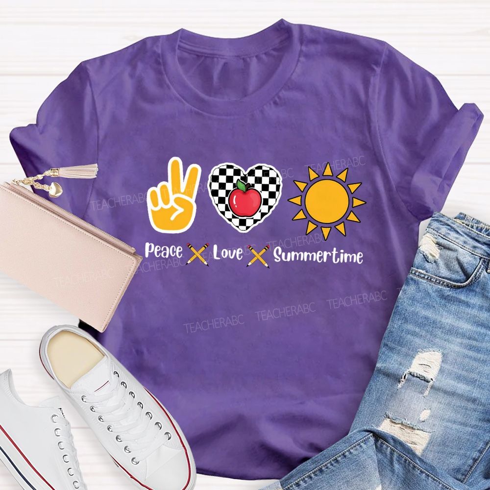Peace Love Summertime Teacher T-shirt
