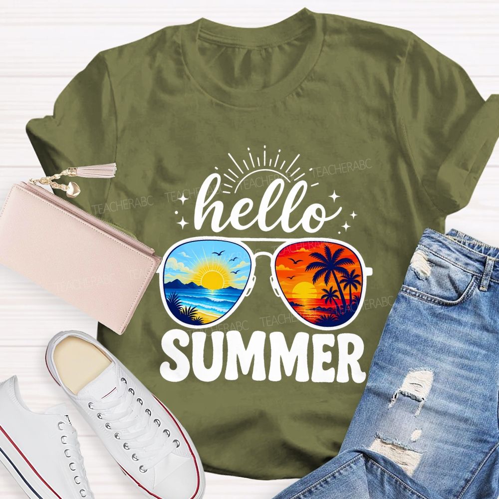 Hello Summer And Summer Break Teacher T-shirt