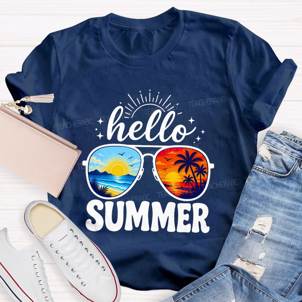 Hello Summer And Summer Break Teacher T-shirt