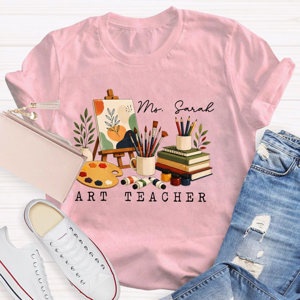 Personalized Name   Art Teacher Pattern    Teacher T-shirt