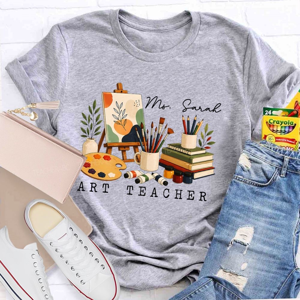 Personalized Name   Art Teacher Pattern    Teacher T-shirt