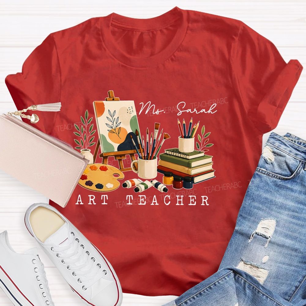 Personalized Name   Art Teacher Pattern    Teacher T-shirt