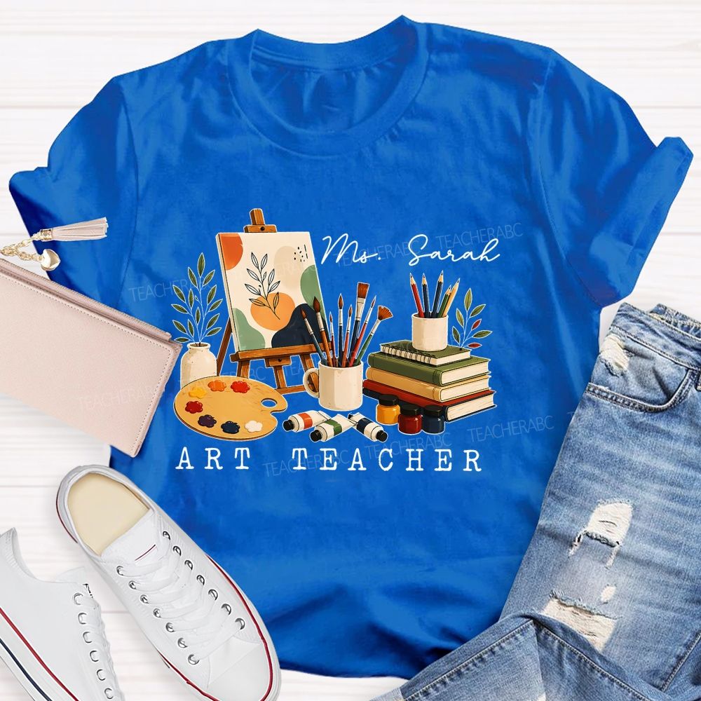 Personalized Name   Art Teacher Pattern    Teacher T-shirt