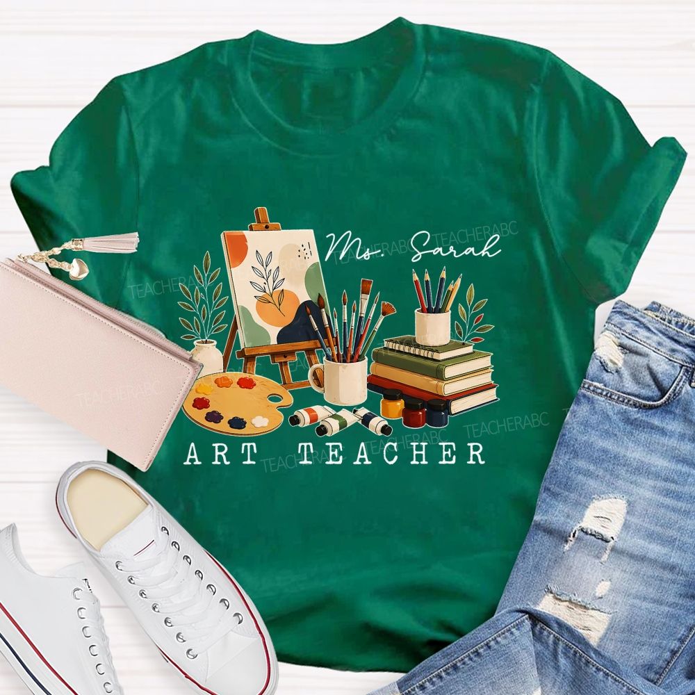 Personalized Name   Art Teacher Pattern    Teacher T-shirt